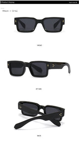 SO & EI Ins populaire mode carré Rivets hommes lunettes de soleil Vintage Punk dégradé femmes tendance vert foncé lunettes de soleil nuances UV400