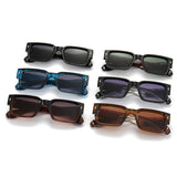 SO & EI Ins populaire mode carré Rivets hommes lunettes de soleil Vintage Punk dégradé femmes tendance vert foncé lunettes de soleil nuances UV400