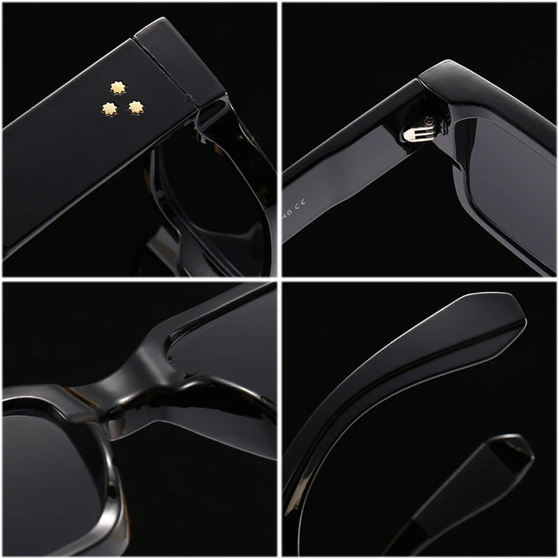 SO & EI Ins populaire mode carré Rivets hommes lunettes de soleil Vintage Punk dégradé femmes tendance vert foncé lunettes de soleil nuances UV400