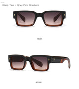 SO & EI Ins populaire mode carré Rivets hommes lunettes de soleil Vintage Punk dégradé femmes tendance vert foncé lunettes de soleil nuances UV400