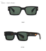 SO & EI Ins populaire mode carré Rivets hommes lunettes de soleil Vintage Punk dégradé femmes tendance vert foncé lunettes de soleil nuances UV400
