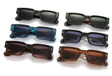 SO & EI Ins populaire mode carré Rivets hommes lunettes de soleil Vintage Punk dégradé femmes tendance vert foncé lunettes de soleil nuances UV400