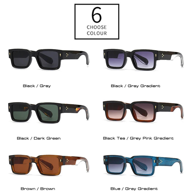 SO & EI Ins populaire mode carré Rivets hommes lunettes de soleil Vintage Punk dégradé femmes tendance vert foncé lunettes de soleil nuances UV400