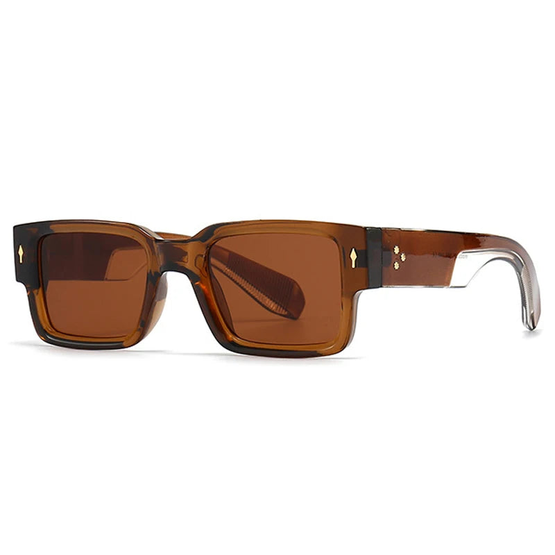 SO & EI Ins populaire mode carré Rivets hommes lunettes de soleil Vintage Punk dégradé femmes tendance vert foncé lunettes de soleil nuances UV400