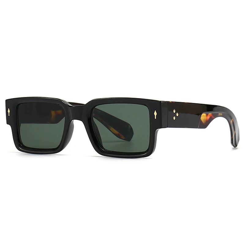SO & EI Ins populaire mode carré Rivets hommes lunettes de soleil Vintage Punk dégradé femmes tendance vert foncé lunettes de soleil nuances UV400
