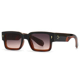 SO & EI Ins populaire mode carré Rivets hommes lunettes de soleil Vintage Punk dégradé femmes tendance vert foncé lunettes de soleil nuances UV400