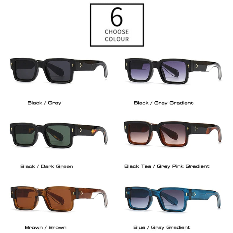 SO & EI Ins populaire mode carré Rivets hommes lunettes de soleil Vintage Punk dégradé femmes tendance vert foncé lunettes de soleil nuances UV400