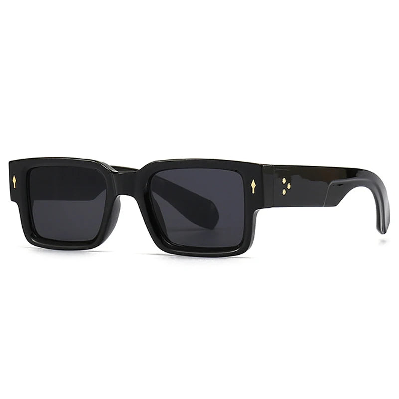 SO & EI Ins populaire mode carré Rivets hommes lunettes de soleil Vintage Punk dégradé femmes tendance vert foncé lunettes de soleil nuances UV400