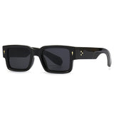 SO & EI Ins populaire mode carré Rivets hommes lunettes de soleil Vintage Punk dégradé femmes tendance vert foncé lunettes de soleil nuances UV400