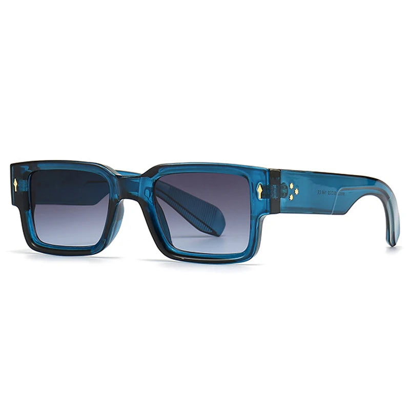SO & EI Ins populaire mode carré Rivets hommes lunettes de soleil Vintage Punk dégradé femmes tendance vert foncé lunettes de soleil nuances UV400