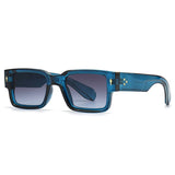 SO & EI Ins populaire mode carré Rivets hommes lunettes de soleil Vintage Punk dégradé femmes tendance vert foncé lunettes de soleil nuances UV400